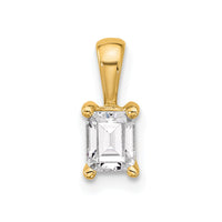 14k 1/2 ct Cert Lab Grown Diamond VS+ F+ Emerald Comp 4 Prong Pendant