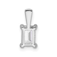 14k White Gold 3/4 ct Lab Grown Dia VS+ F+ Emerald Comp 4 Prong Pendant
