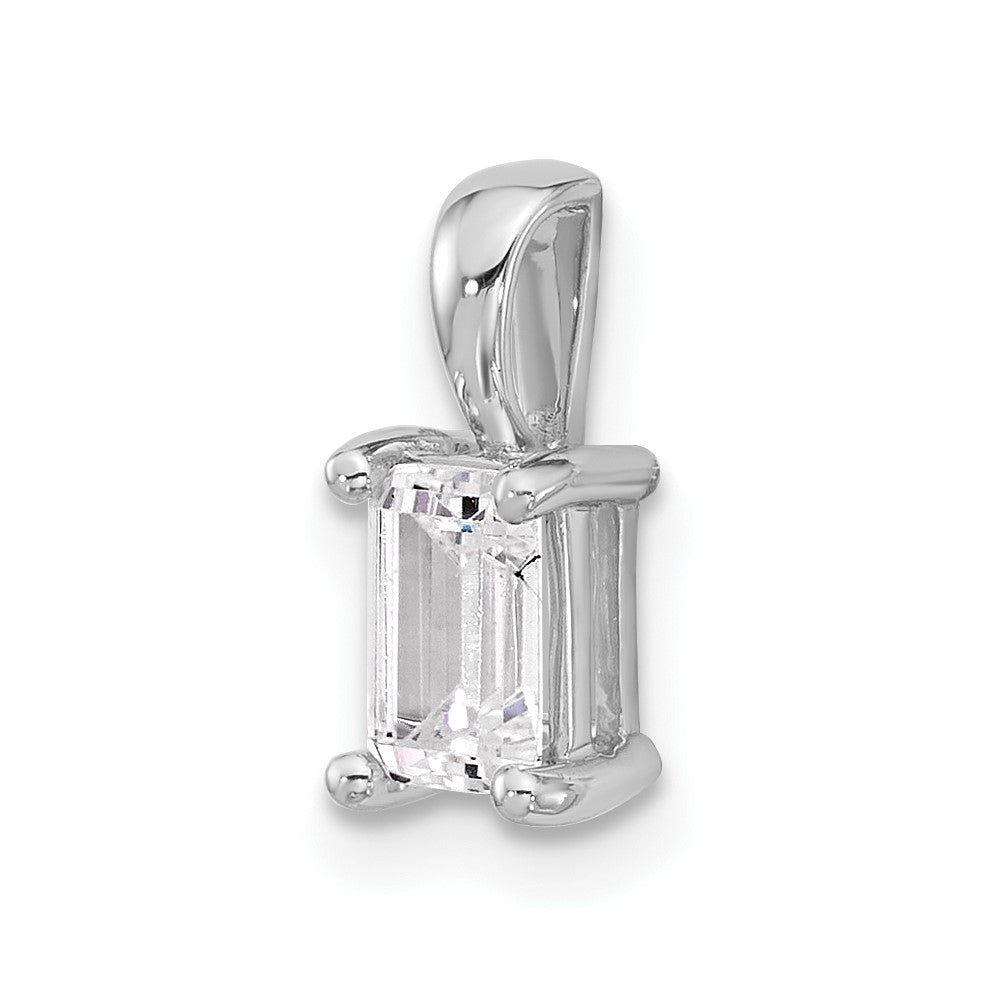 14kw 3/4 ct Cert Lab Grown Dia VS/SI+ G+ Emerald Complete 4 Prong Pendant