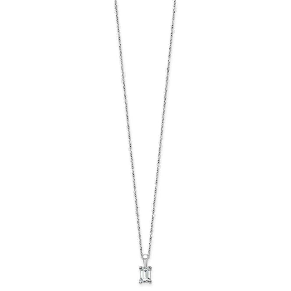 14kw 3/4ct Lab Grown Dia VS+ F+ Emerald Comp 18in Pendant Necklace