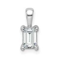14kw 3/4 ct Cert Lab Grown Dia VS+ F+ Emerald Complete 4 Prong Pendant