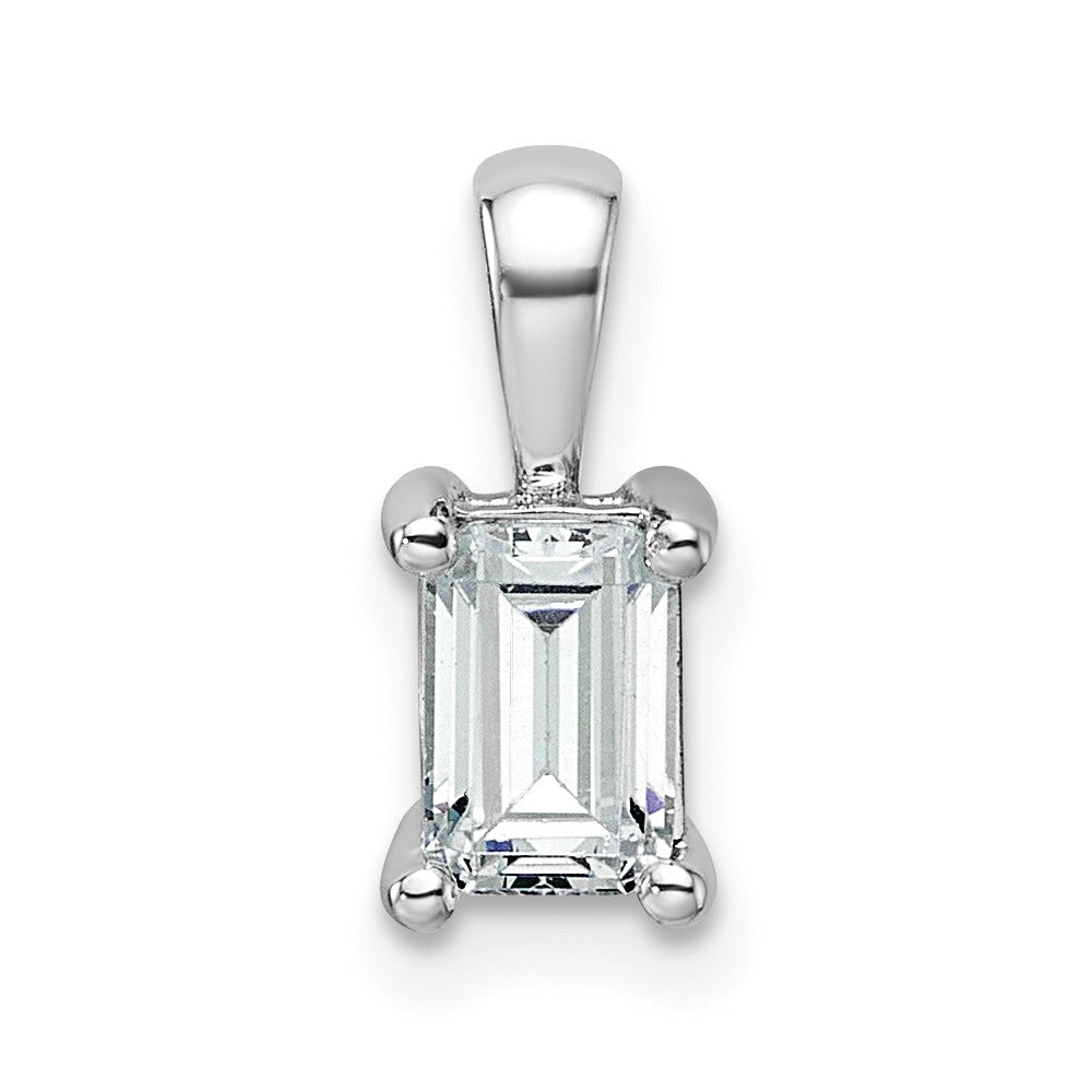14kw 3/4 ct Cert Lab Grown Dia VS/SI+ G+ Emerald Complete 4 Prong Pendant