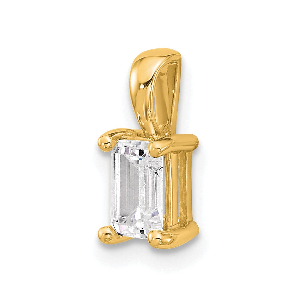 14k 3/4 ct Cert Lab Grown Diamond VS/SI+ G+ Emerald Comp 4 Prong Pendant