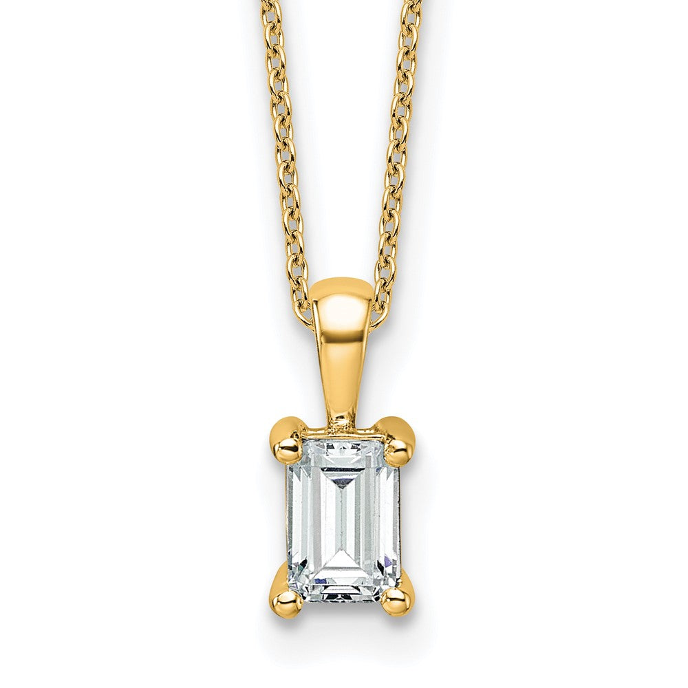 14k 3/4ct Cert Lab Grown Dia VS+ F+ Emerald Comp 18in Pendant Necklace