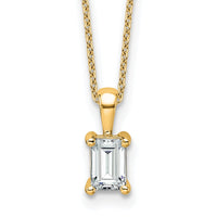 14k 3/4ct Lab Grown Dia VS+ F+ Emerald Comp 18in Pendant Necklace