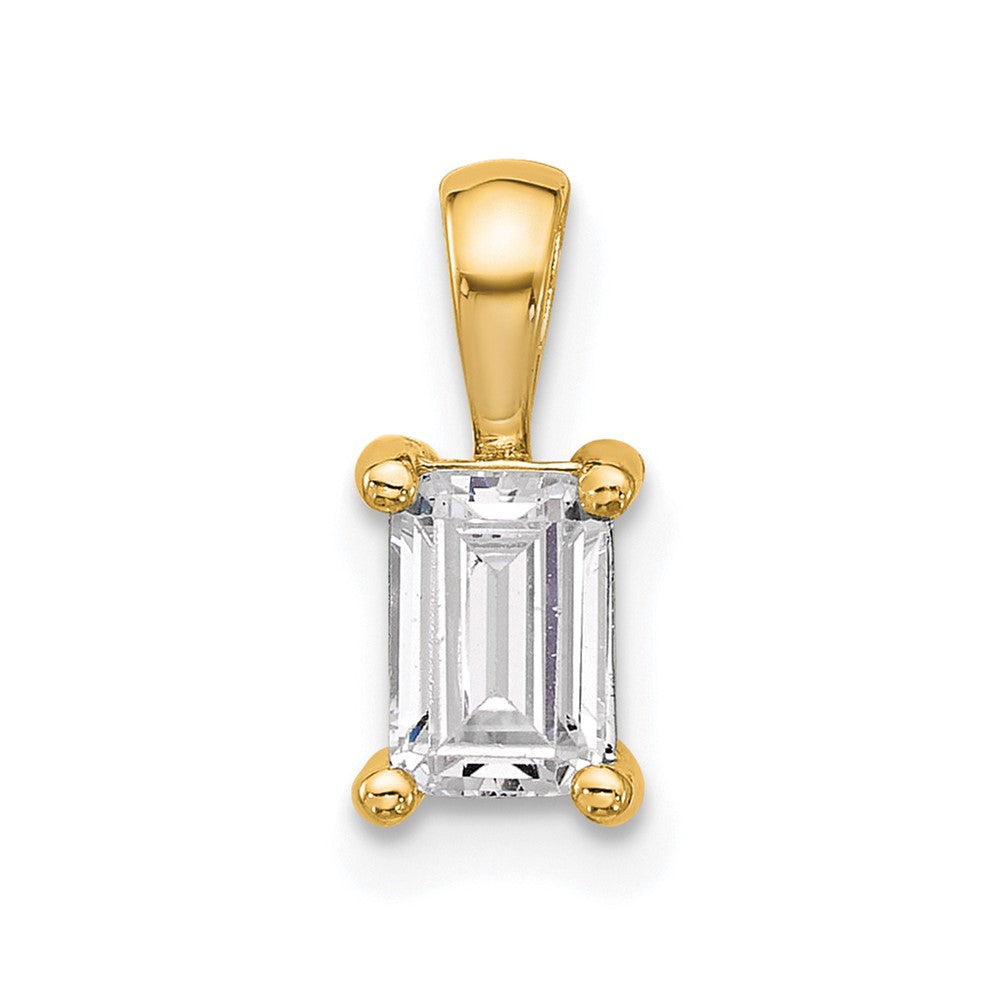 14k 3/4 ct Cert Lab Grown Diamond VS/SI+ G+ Emerald Comp 4 Prong Pendant