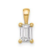 14k 3/4 ct Cert Lab Grown Diamond VS+ F+ Emerald Comp 4 Prong Pendant