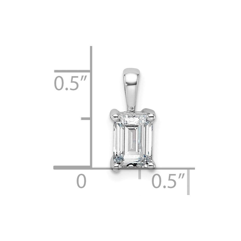 14kw 1 ct Cert Lab Grown Dia VS+ F+ Emerald Complete 4 Prong Pendant