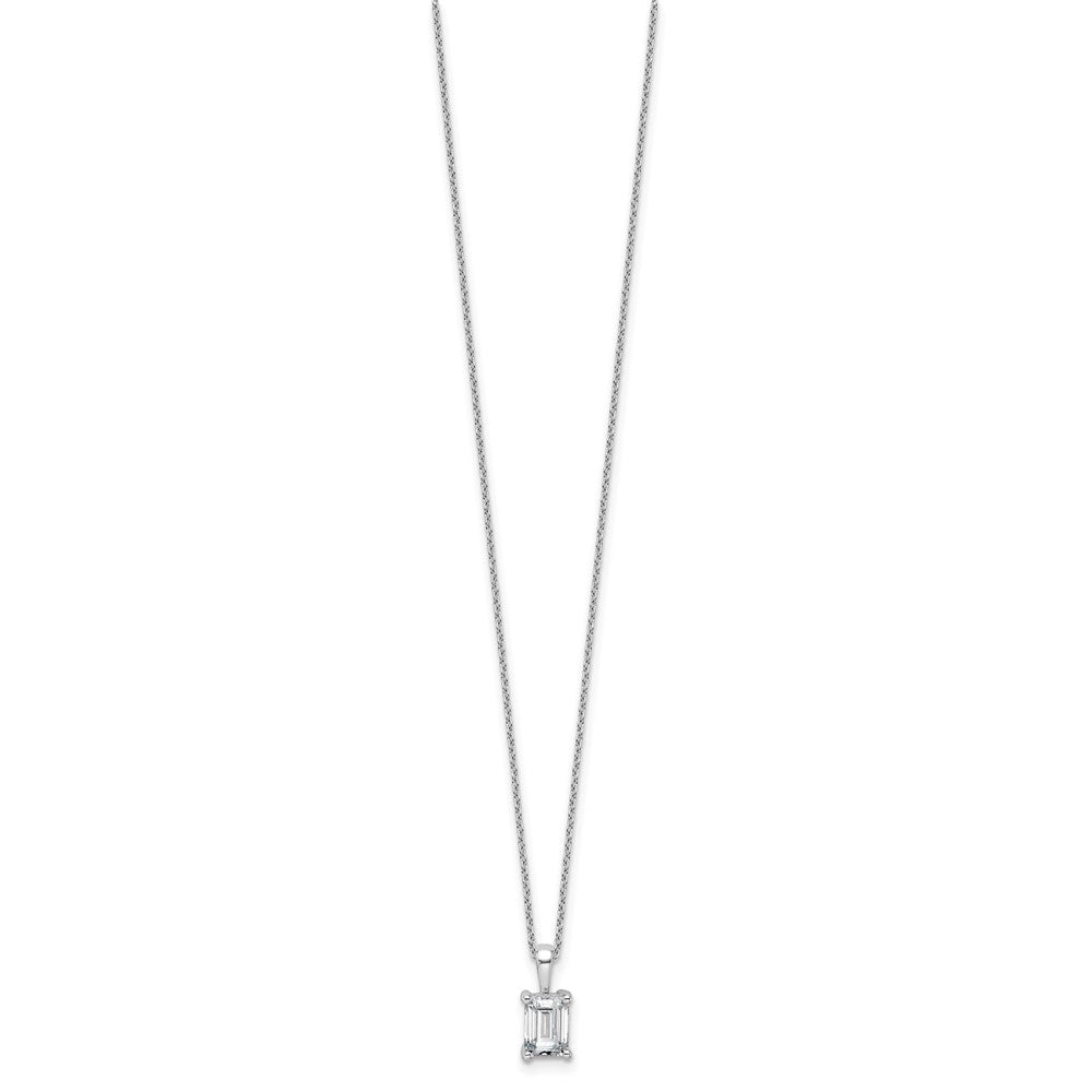 14kw 1ct Cert Lab Grown Dia VS+ F+ Emerald Comp 18in Pendant Necklace