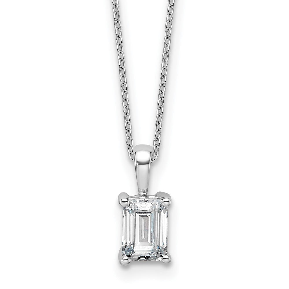 14kw 1ct Cert Lab Grown Dia VS/SI+ G+ Emerald Comp 18in Necklace