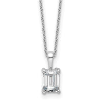 14kw 1ct Lab Grown Dia VS/SI+ G+ Emerald Comp 18in Pendant Necklace