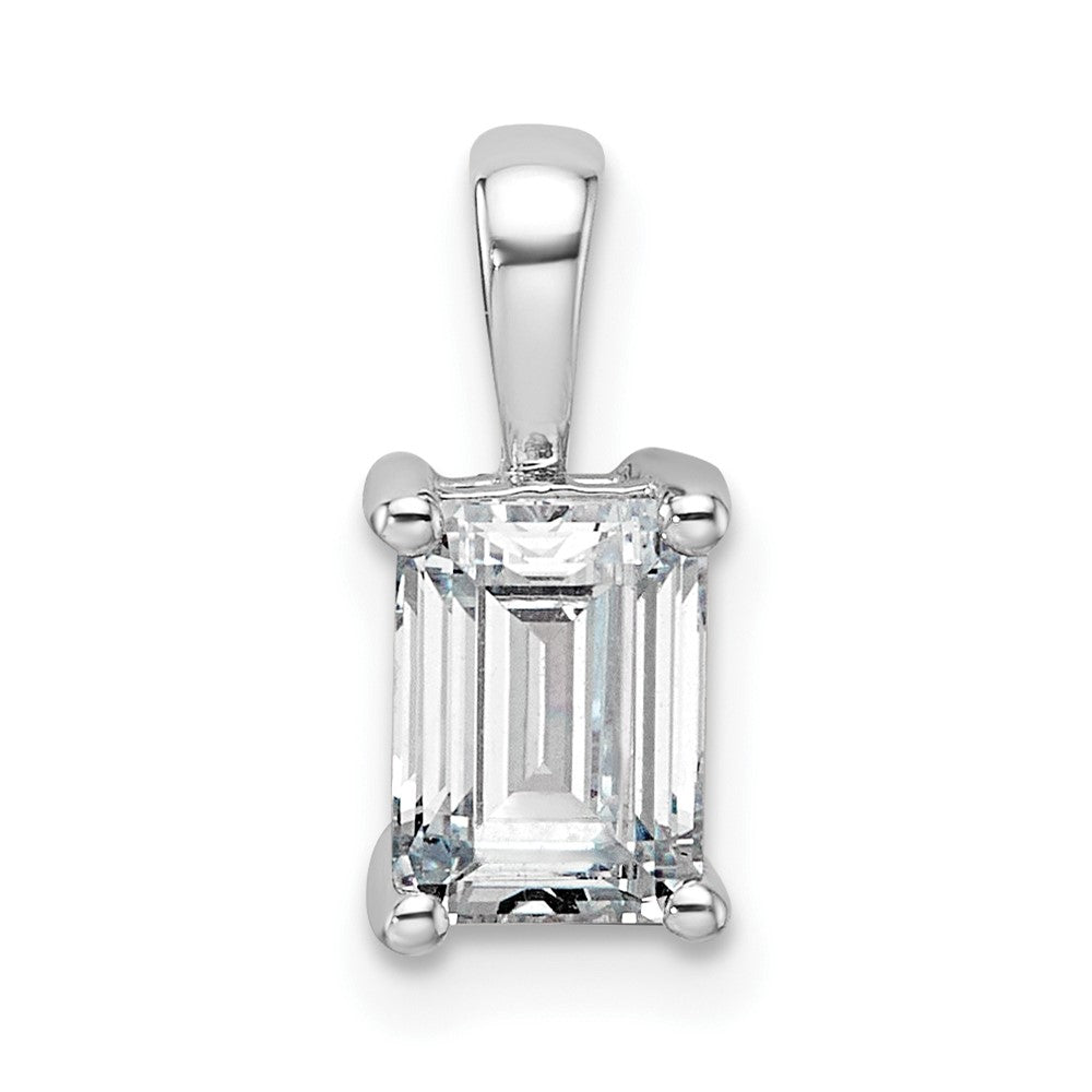 14kw 1 ct Cert Lab Grown Dia VS+ F+ Emerald Complete 4 Prong Pendant