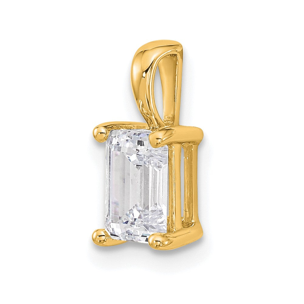 14k 1 ct Cert Lab Grown Diamond VS/SI+ G+ Emerald Comp 4 Prong Pendant