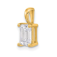 14k 1 ct Cert Lab Grown Diamond VS/SI+ G+ Emerald Comp 4 Prong Pendant