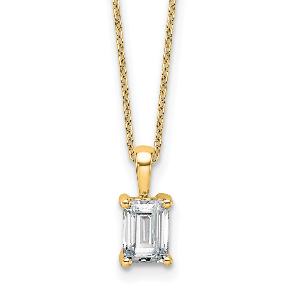14k 1ct Lab Grown Dia VS/SI+ G+ Emerald Comp 18in Pendant Necklace
