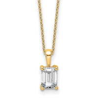 14k 1ct Cert Lab Grown Dia VS+ F+ Emerald Comp 18in Pendant Necklace