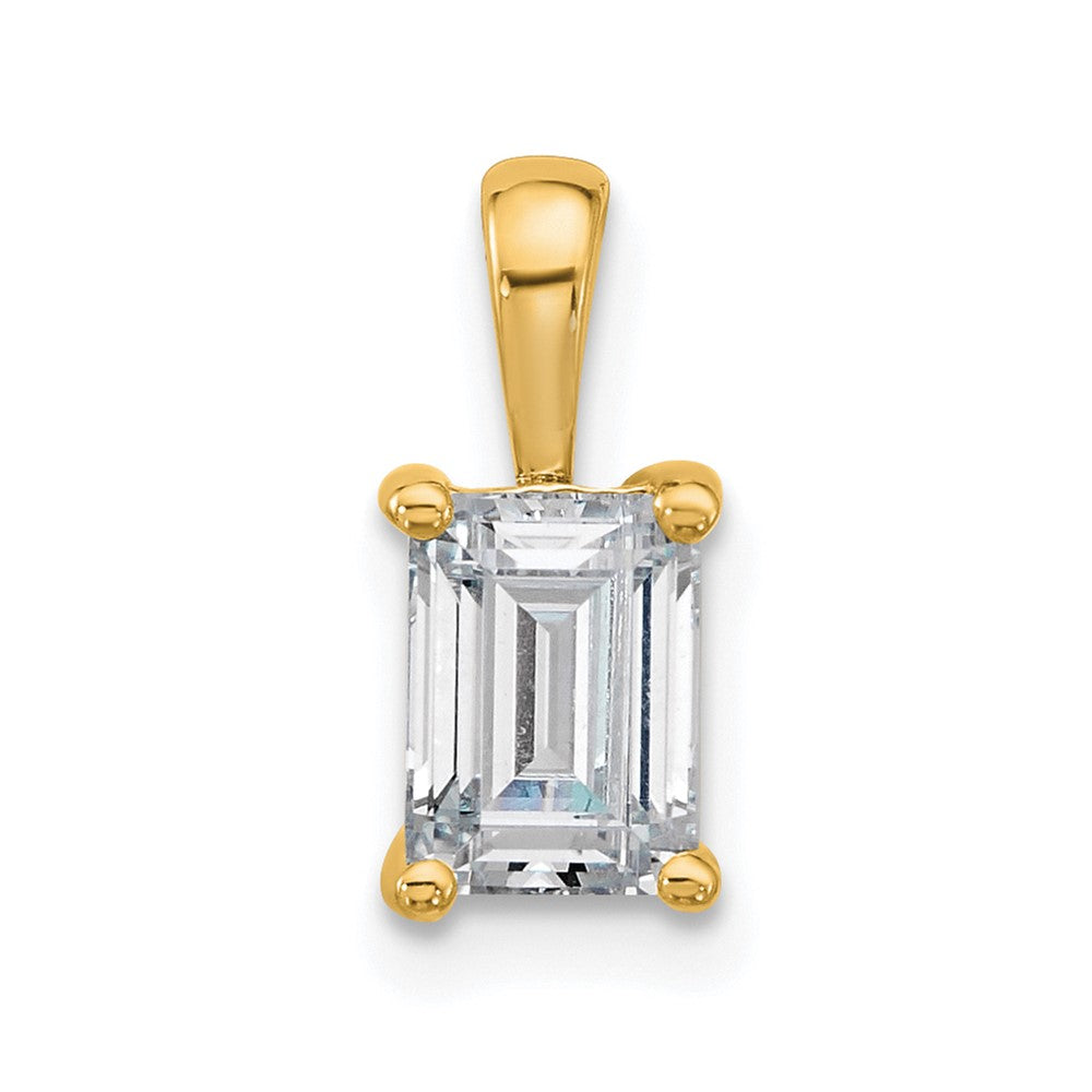 14k 1 ct Cert Lab Grown Diamond VS/SI+ G+ Emerald Comp 4 Prong Pendant