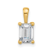 14k 1 ct Lab Grown Diamond VS/SI+ G+ Emerald Complete 4 Prong Pendant