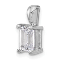14kw 1 1/2 ct Cert Lab Grown Dia VS+ F+ Emerald Complete 4 Prong Pendant