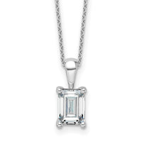 14kw 1 1/2ct Cert Lab Grown Dia VS+ F+ Emerald Comp 18in Necklace