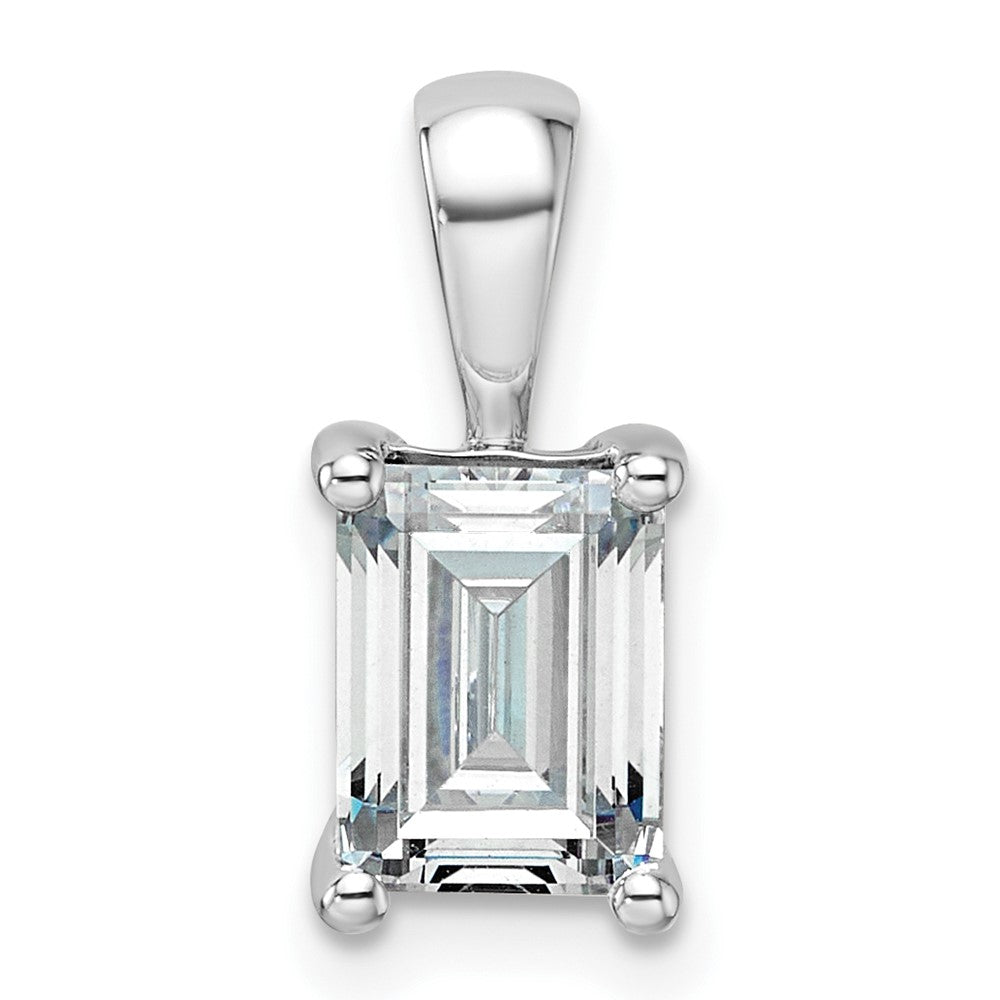 14kw 1 1/2 ct Cert Lab Grown Dia VS+ F+ Emerald Complete 4 Prong Pendant