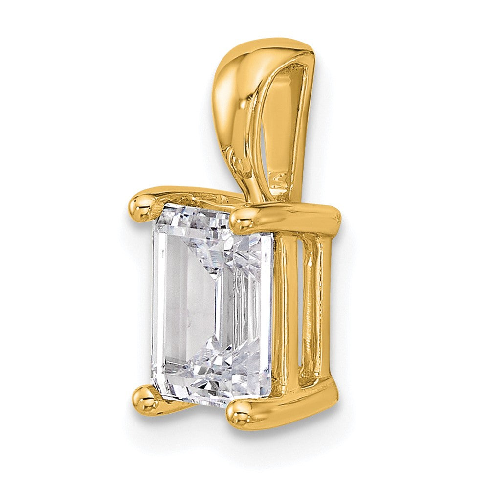 14k 1 1/2 ct Lab Grown Diamond VS/SI+ G+ Emerald Complete 4 Prong Pendant