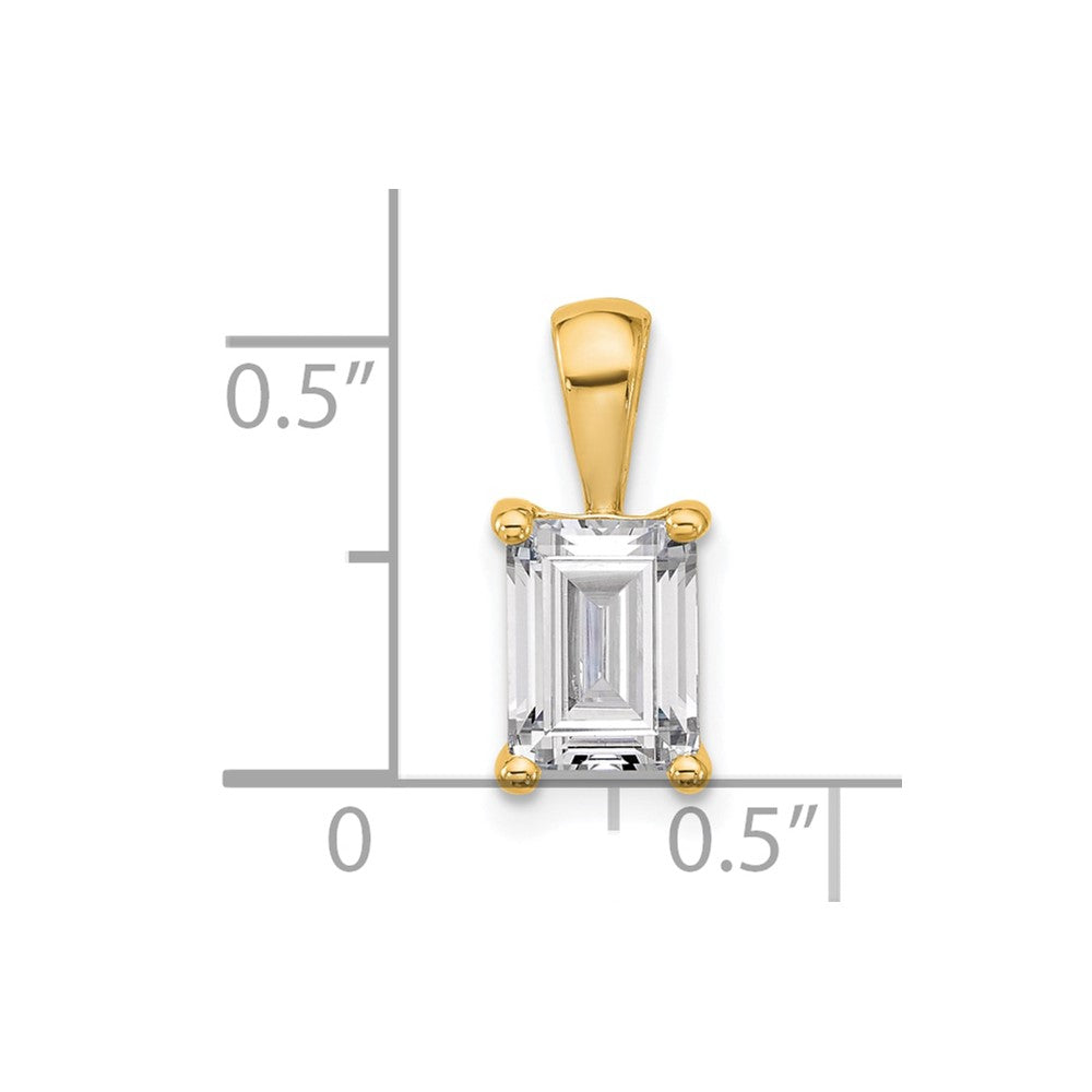 14k 1 1/2 ct Cert Lab Grown Diamond VS/SI+ G+ Emerald Comp 4 Prong Pendant