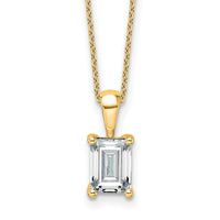 14k 1 1/2ct Cert Lab Grown Dia VS/SI+ G+ Emerald Comp 18in Necklace