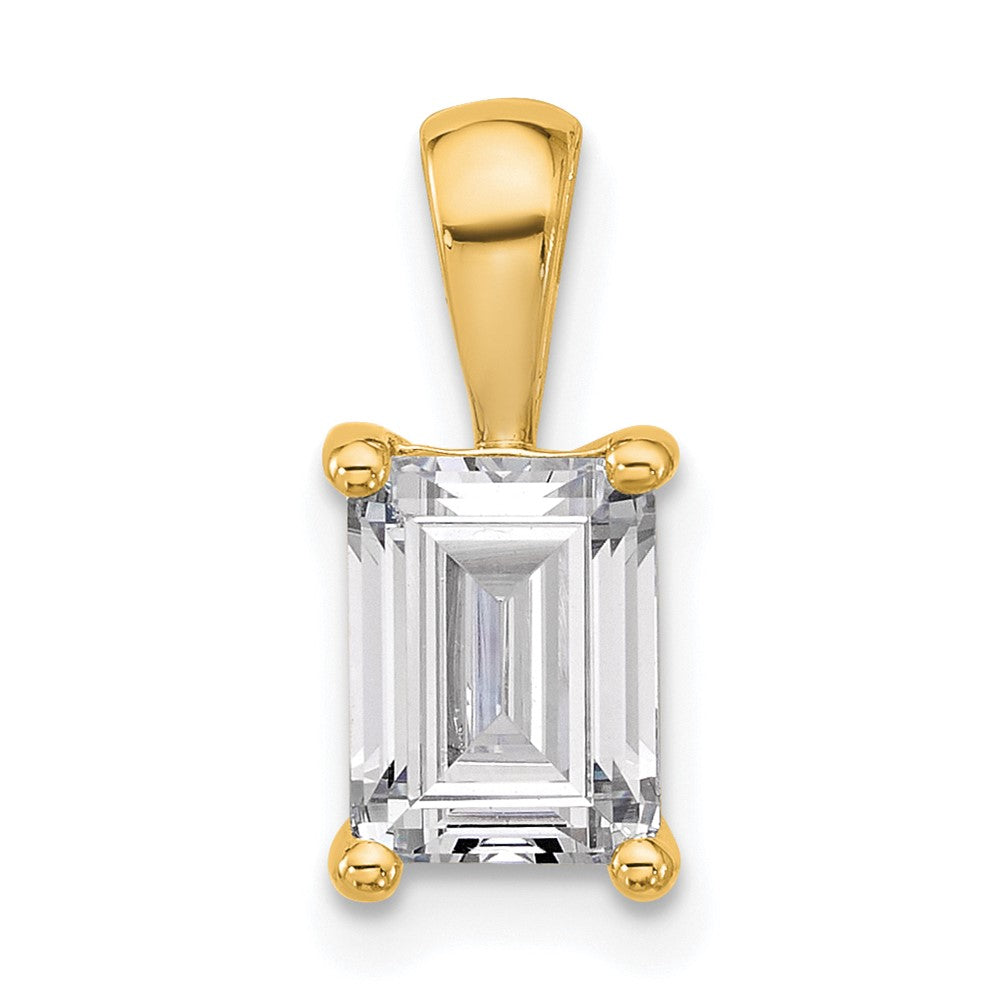 14k 1 1/2 ct Cert Lab Grown Diamond VS/SI+ G+ Emerald Comp 4 Prong Pendant