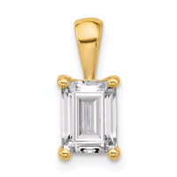 14k 1 1/2 ct Cert Lab Grown Diamond VS/SI+ G+ Emerald Comp 4 Prong Pendant