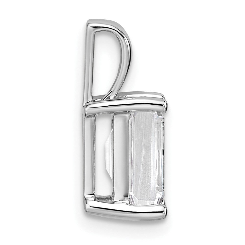 14k White Gold 2 ct Lab Grown Dia VS/SI+ G+ Emerald Comp 4 Prong Pendant