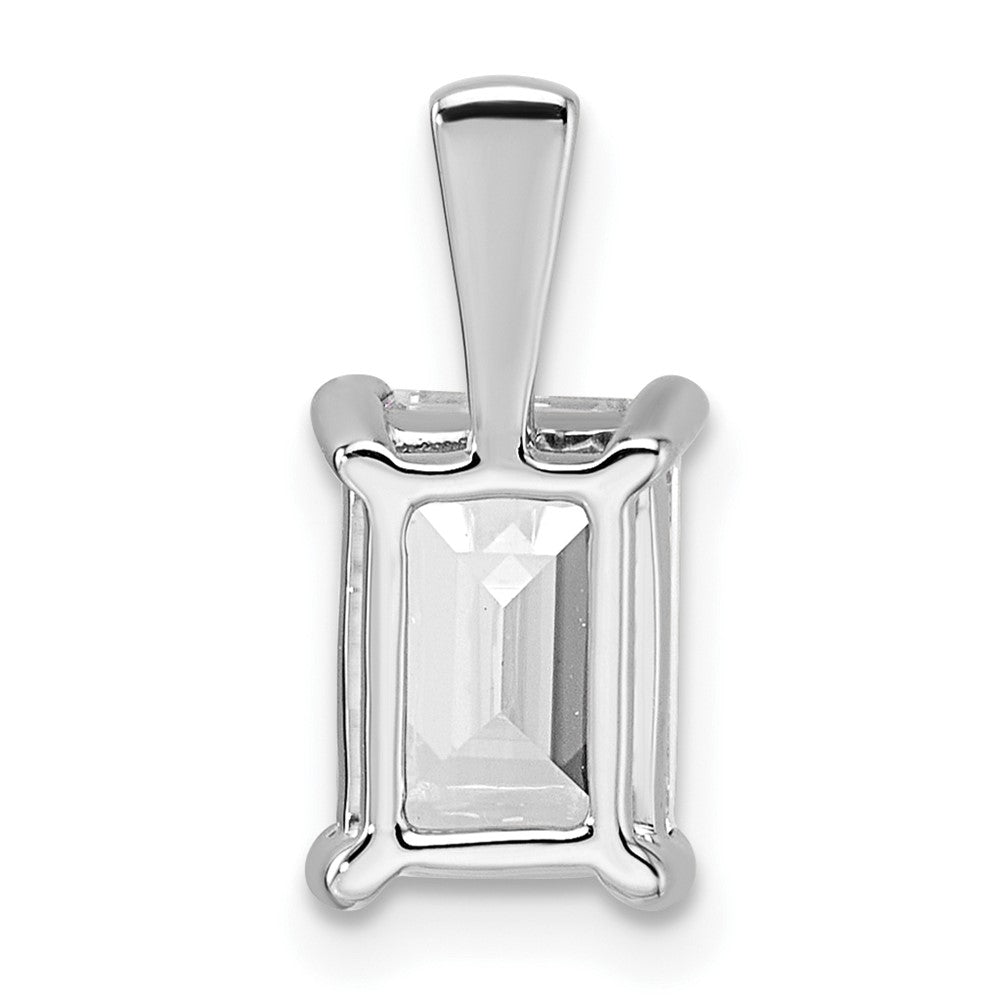14k White Gold 2 ct Lab Grown Dia VS/SI+ G+ Emerald Comp 4 Prong Pendant