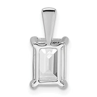 14k White Gold 2 ct Lab Grown Dia VS/SI+ G+ Emerald Comp 4 Prong Pendant