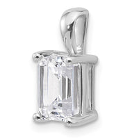 14k White Gold 2 ct Lab Grown Dia VS/SI+ G+ Emerald Comp 4 Prong Pendant
