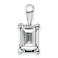 14k White Gold 2 ct Lab Grown Dia VS/SI+ G+ Emerald Comp 4 Prong Pendant