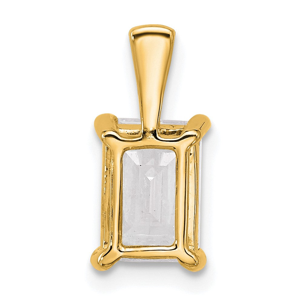 14k 2 ct Cert Lab Grown Diamond VS+ F+ Emerald Comp 4 Prong Pendant