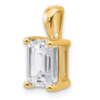 14k 2 ct Cert Lab Grown Diamond VS+ F+ Emerald Comp 4 Prong Pendant