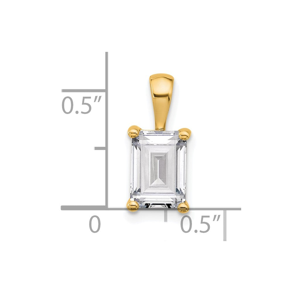 14k 2 ct Cert Lab Grown Diamond VS+ F+ Emerald Comp 4 Prong Pendant