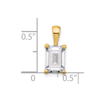 14k 2 ct Cert Lab Grown Diamond VS+ F+ Emerald Comp 4 Prong Pendant