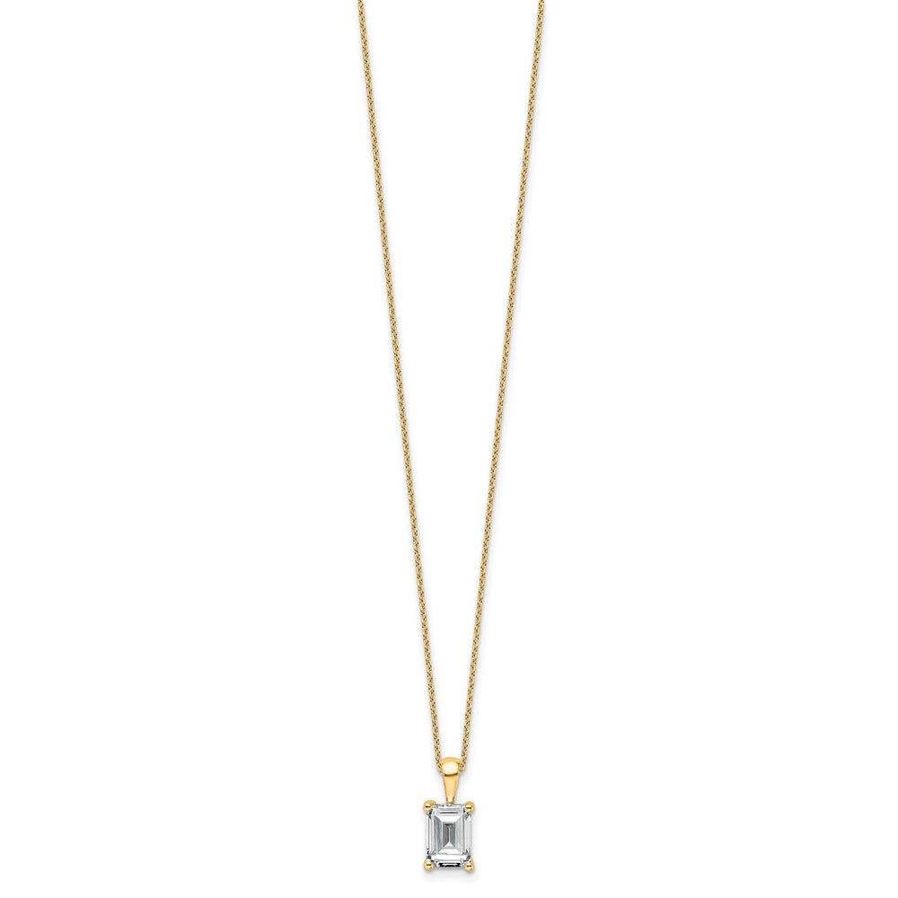 14k 2ct Cert Lab Grown Dia VS/SI+ G+ Emerald Comp 18in Pendant Necklace