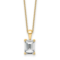 14k 2ct Lab Grown Diamond VS+ F+ Emerald Comp 18in Pendant Necklace
