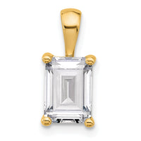 14k 2 ct Cert Lab Grown Diamond VS+ F+ Emerald Comp 4 Prong Pendant