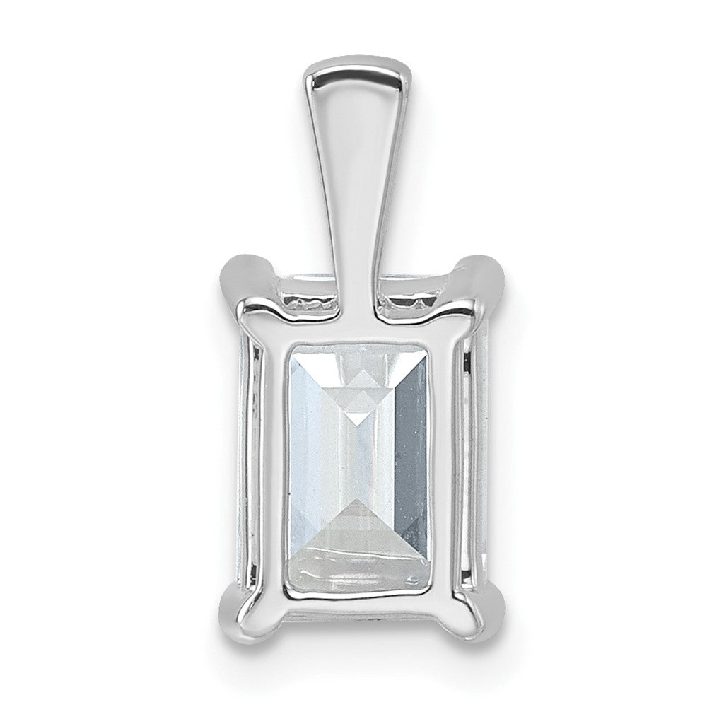 14k White Gold 2 1/2 ct Lab Grown Dia VS+ F+ Emerald Comp 4 Prong Pendant