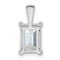 14k White Gold 2 1/2 ct Lab Grown Dia VS+ F+ Emerald Comp 4 Prong Pendant