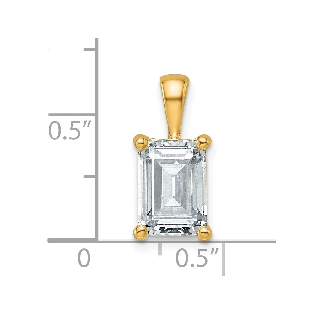 14k 2 1/2 ct Cert Lab Grown Diamond VS+ F+ Emerald Comp 4 Prong Pendant