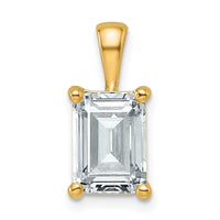 14k 2 1/2 ct Cert Lab Grown Diamond VS/SI+ G+ Emerald Comp 4 Prong Pendant