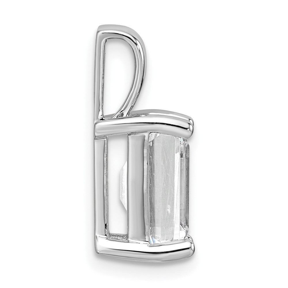 14k White Gold 3 ct Lab Grown Dia VS/SI+ G+ Emerald Comp 4 Prong Pendant