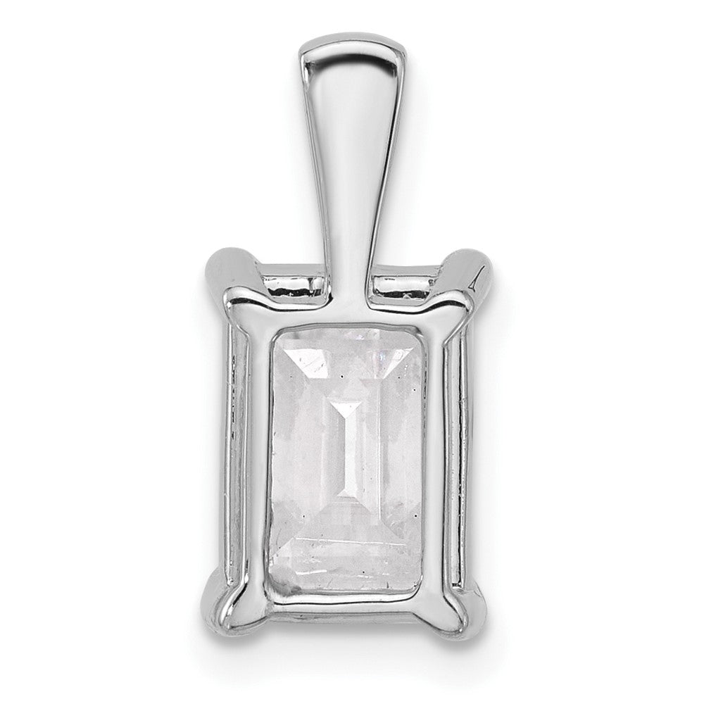 14k White Gold 3 ct Lab Grown Dia VS+ F+ Emerald Comp 4 Prong Pendant