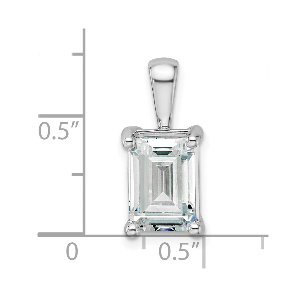 14k White Gold 3 ct Lab Grown Dia VS+ F+ Emerald Comp 4 Prong Pendant