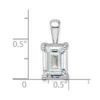 14k White Gold 3 ct Lab Grown Dia VS+ F+ Emerald Comp 4 Prong Pendant